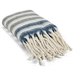 Plaid en mélange de laine - Monica (bleu)