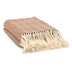 Plaids - Plaid en coton - Denisa Fishbone (marron/blanc)