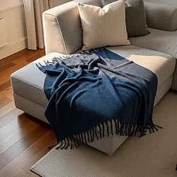 Plaids - Plaid en mélange de laine - Samantha (bleu marine)