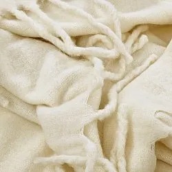 Plaid en mélange de laine - Samantha (blanc cassé)