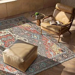Tapis tissé à plat - Kordava (gris/rouge)