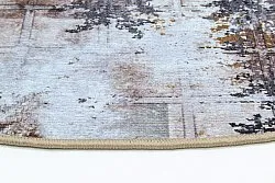 Tapis rond - Fleurs (noir/marron/blanc)