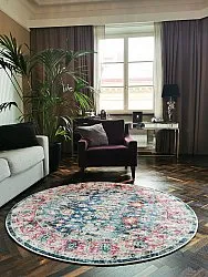 Tapis rond - Bouhjar (bleu/rose/multicolore)