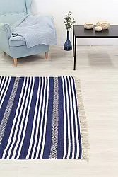 Tapis en patchwork - Ystad (bleu)