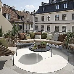 Tapis rond - Intérieur/Extérieur Baldwin (crème)