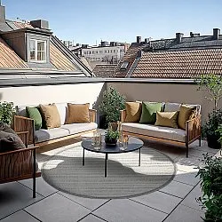 Tapis rond - Intérieur/Extérieur Kendall (crème/gris)