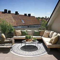 Tapis rond - Indoor/Outdoor Malcolm (bleu)