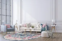 Tapis rond - Bouhjar (bleu/rose/multicolore)