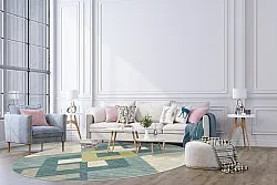Tapis rond - Temara (bleu/multicolore)