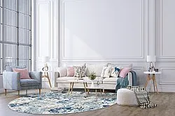 Tapis rond - Hiboun (bleu)