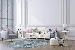 Tapis rond - Santi (bleu/beige)