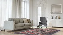 Tapis Wilton - Florina (gris/bleu/orange)