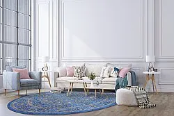 Tapis rond - Vinadio (bleu/doré)