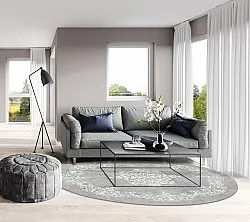 Tapis rond - Santi (gris/blanc)