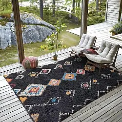 Tapis à poils longs - Marden Natural Cotton Shaggy (noir/multicolore)