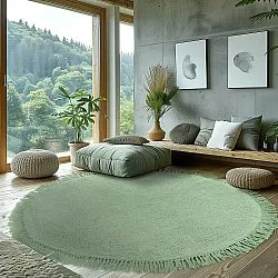 Tapis rond - Alba Natural Cotton Shaggy (vert clair)