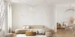 Tapis rond - Morino (beige/blanc/doré)