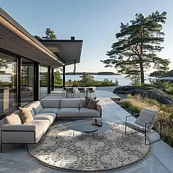 Tapis rond - Intérieur/Extérieur Hampton (gris)