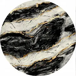 Tapis rond - Juniper (noir/blanc/doré)