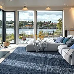 Tapis en jute - Amasia (bleu)