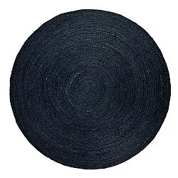 Tapis rond en jute - Amasia (bleu foncé)