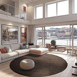 Tapis rond en jute - Amasia (taupe foncé)