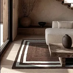 Tapis chanvre - Jessore (marron/blanc)