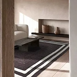 Tapis chanvre - Jessore (taupe foncé/blanc)