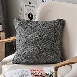 Housse de coussin - Knit Macrame 45 x 45 cm (gris)