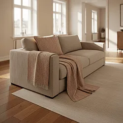Housse de coussin - Denisa Fishbone (marron/blanc)