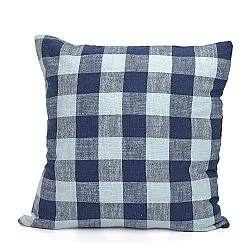 Taie d'oreiller - Isela check cotton cushion cover (bleu marine/bleu clair)