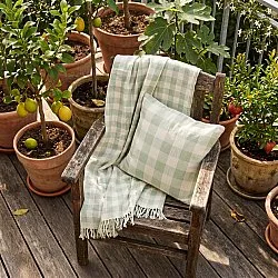 Couvertures - Isela check cotton throw (crème/vert clair)