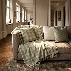 Couvertures - Isela check cotton throw (crème/vert clair)