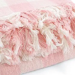 Couvertures - Isela check cotton throw (crème/rose)