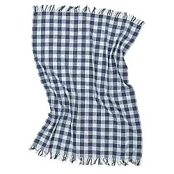 Couvertures - Isela check cotton throw (bleu marine/bleu clair)