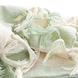Couvertures - Kora stripe cotton throw (crème/vert clair)