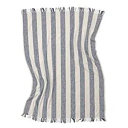 Couvertures - Kora stripe cotton throw (crème/marine)