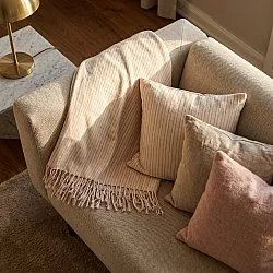 Taie d'oreiller - Rumi stripe cotton cushion cover (crème/rose/bleu clair)