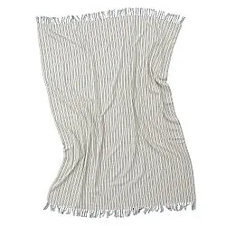 Couvertures - Rumi stripe cotton throw (crème/marine/vert clair)