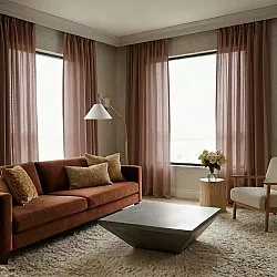 Rideaux Lot de 2 - Rideau mélange lin Lumira (marron foncé)