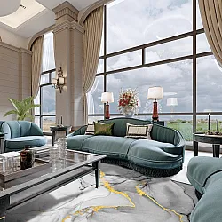 Tapis Wilton - Manilva (gris/blanc/doré)