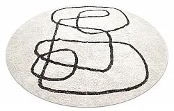 Tapis rond - Bavello Natural Cotton Shaggy (blanc cassé/noir)