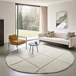 Tapis rond - Bellevue Natural Cotton Shaggy (blanc cassé/beige)