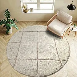 Tapis rond - Bellevue Natural Cotton Shaggy (blanc cassé/beige)