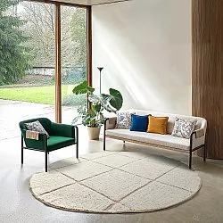 Tapis rond - Bellevue Natural Cotton Shaggy (blanc cassé/beige)