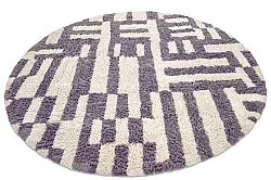 Tapis rond - Bergamo Natural Cotton Shaggy (gris/blanc)