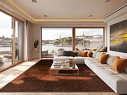 Tapis Wilton - Bovera (marron/rouge)