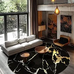 Tapis rond - Cesina (noir/doré)