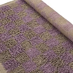 Tapis à poils longs - Elsey Natural Cotton Shaggy (marron/violet)