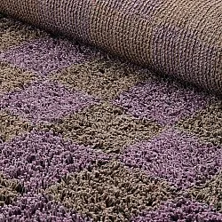 Tapis à poils longs - Elsey Natural Cotton Shaggy (marron/violet)